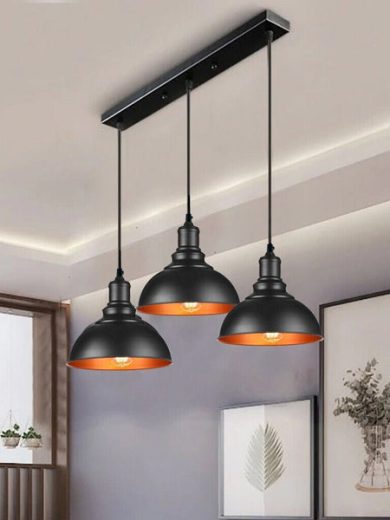 3 light Black Industrial Hanging Ceiling Pendant Lights~5264