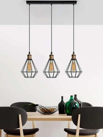 3 light Pendant Light fixture bulb guard cage~5147