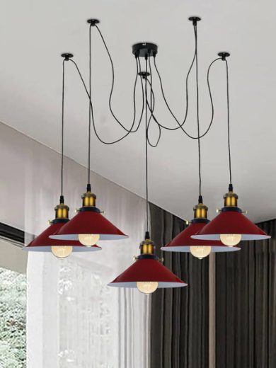 5 Way Chandelier Spider Ceiling Indoor Lamp Red~4158