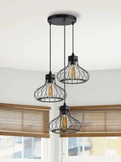Black Industrial Cage Ceiling Pendant Lighting For Kitchen Island Loft Restaurant ~ 5140