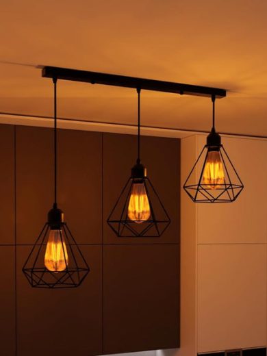 Black industrial pendant light 3 Light Way Cage Ceiling Light Fixture ~5301