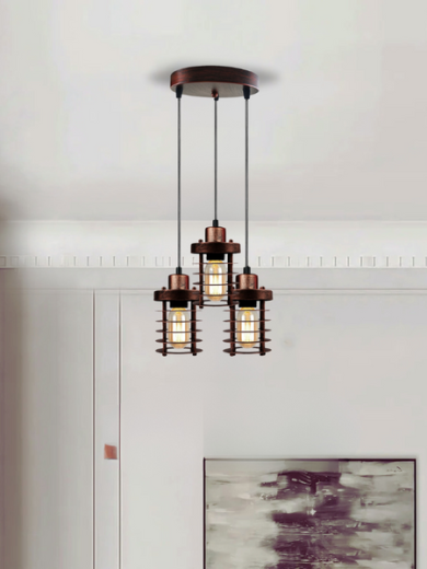 Ceiling Lights Metal Cage Lamp Shade 3 Way Pendant Lights ~5313