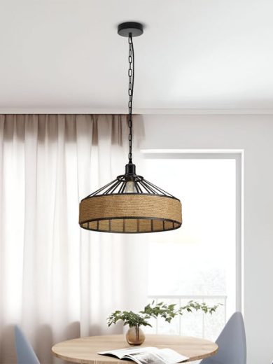 Hanging Retro Hemp Rope Metal Chain Lamp Pendant Lights ~5345