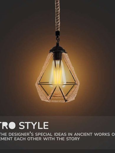 Hemp Rope Pendant Light Vintage Retro Loft Industrial Hanging Lamp~4587