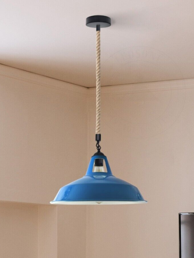 Hemp Rope Single pendant Light with Metal lampshade~5044