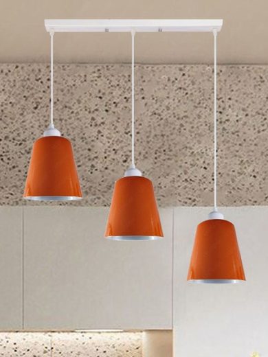 Industrial 3 hanging Orange Pendant Light perfect for Kitchen Island~3961