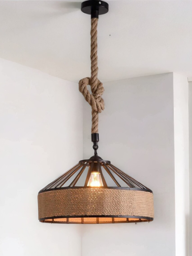 Industrial Hemp Rope Pendant Ceiling Light with FREE BULB~5082