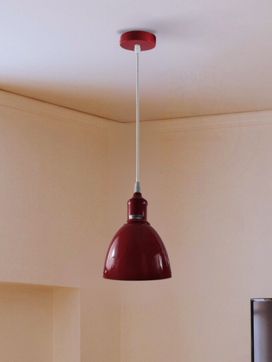Industrial Vintage Retro adjustable Ceiling Burgundy Pendant Light with E27 Uk Holder~4028
