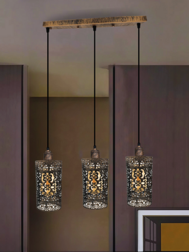 Industrial vintage Retro pendant light 3 way Rectangle Drum Cylinder Brushed copper ceiling base brushed finished~4017