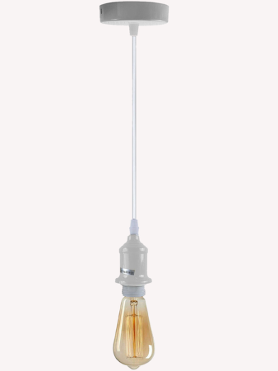 Industrial Vintage White Ceiling Light Fitting E27 Pendant Holder~4048