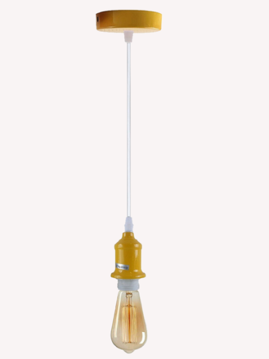 Industrial Vintage Yellow Ceiling Light Fitting E27 Pendant Holder~4044