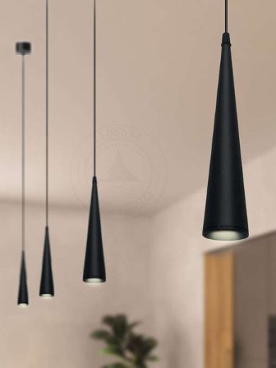 Modern LED GU10 Aluminium Industrial Black Pendant Light~4594
