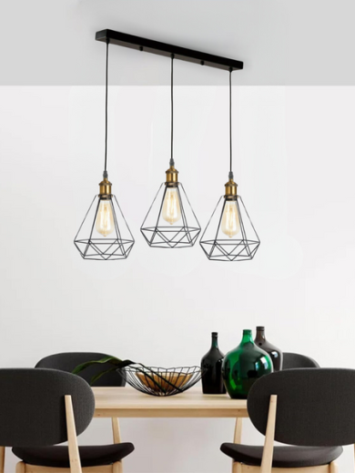 Modern Retro Industrial Ceiling Light Shade Hanging Pendant Light Cage 3Way Lamp~5020