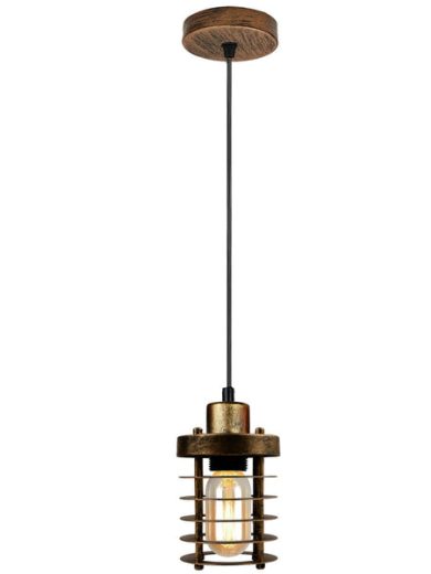 Modern Retro Step round Brushed Copper cage pendant light round ceiling base ~4035