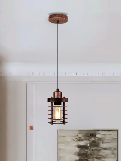Modern Retro Step round Rustic Red cage pendant light round ceiling base ~4036