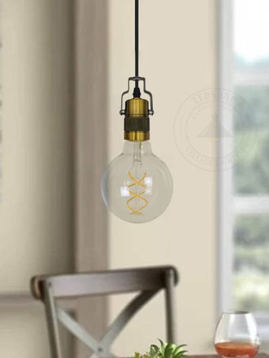 Vintage Industrial Style 1m Yellow Brass Ceiling E27 Pendant Lamp Holder Fitting~4783