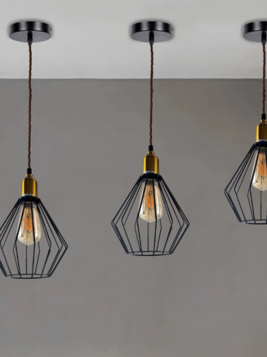 Vintage Retro Ceiling Pendant Light Fitting Wire Cage Lampshades, E27 Holder~4051