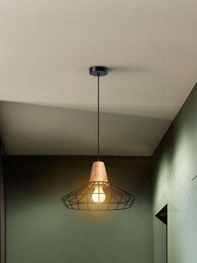 Vintage Single Cage Pendant Light E27 Hanging Lamp Black Wire Cage~4996